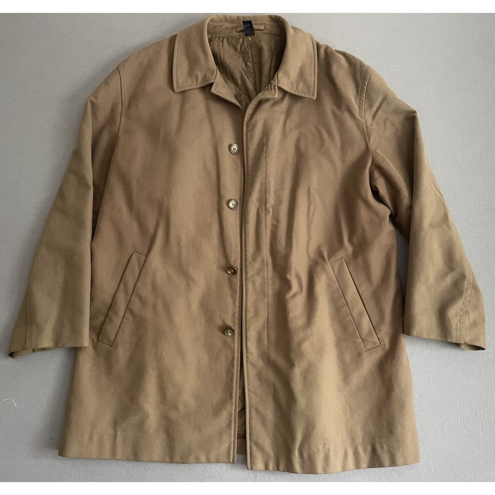 Vintage J Crew Men XL Brown Coat Barn Trench Chore Overcoat‎ Classic Jacket